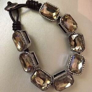 Sweet Lola faceted crystals on leather cord boho festival bracelet